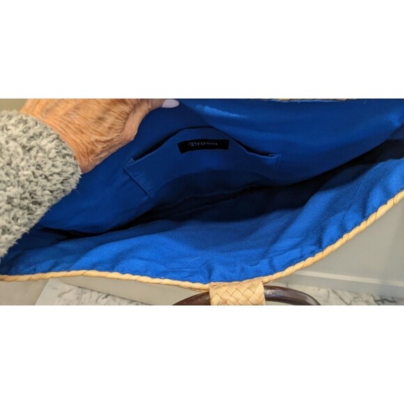 BRIXTON Natural Straw Large Rectangular Tote Bag w/Round Wooden Handles - Picture 7 of 8